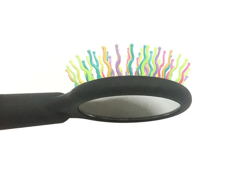 Kvinder Rainbow Black Ball Tip Soft Touch Detangling Cushion Hair Brush