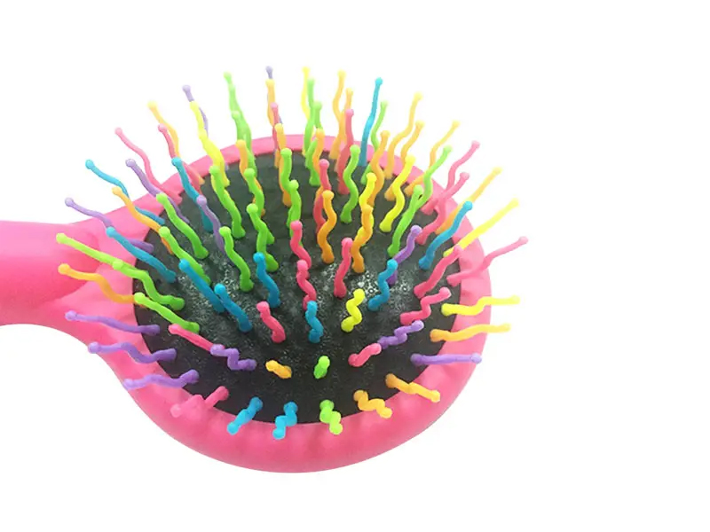 Kvinder Rainbow Black Ball Tip Soft Touch Detangling Cushion Hair Brush